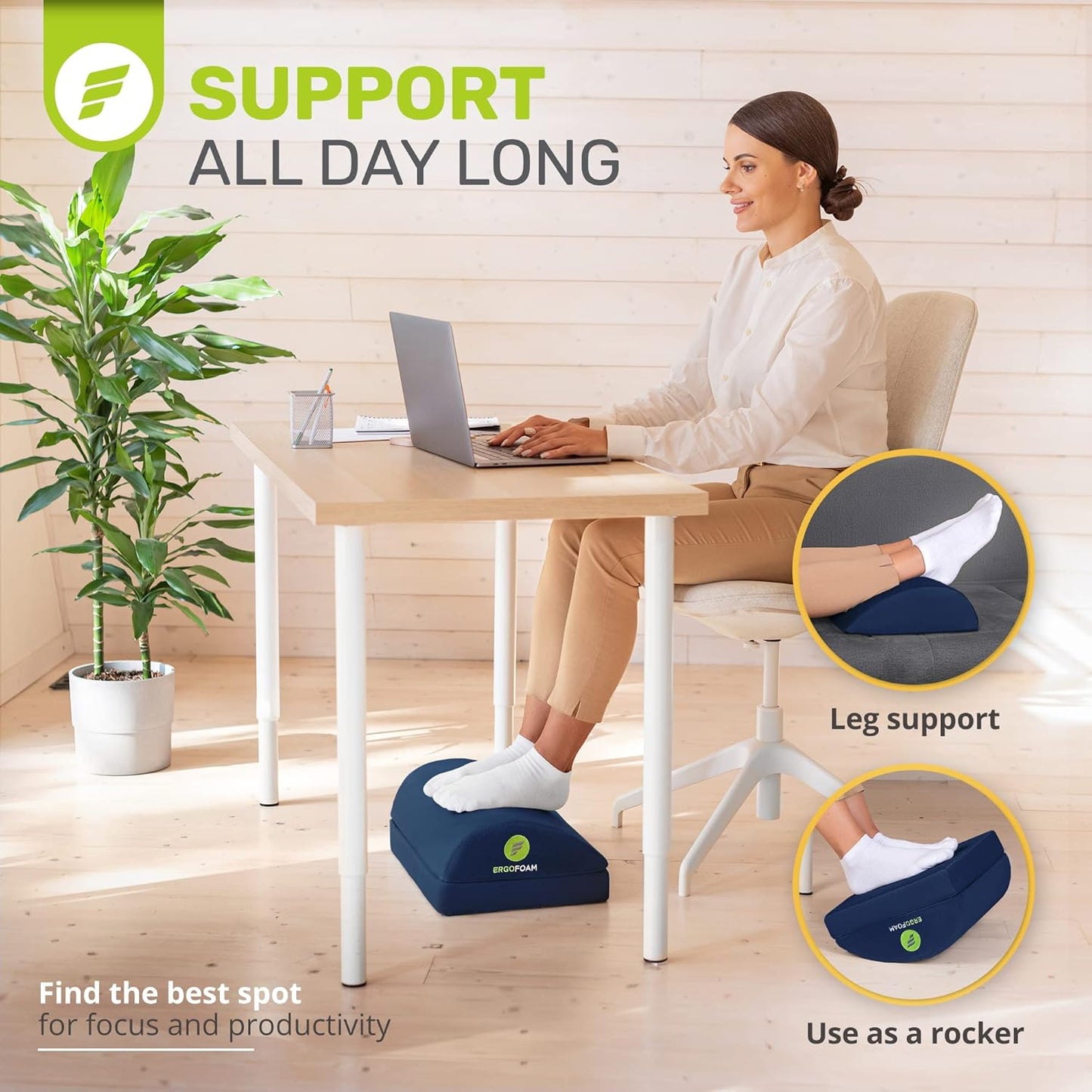 Foot Rest for under Desk at Work Chiropractor-Endorsed Orthopedic Teardrop Design 2In1 Adjustable Premium under Desk Footrest Ergonomic Desk Foot Rest for Lumbar, Back, Knee Pain (Navy Blue)