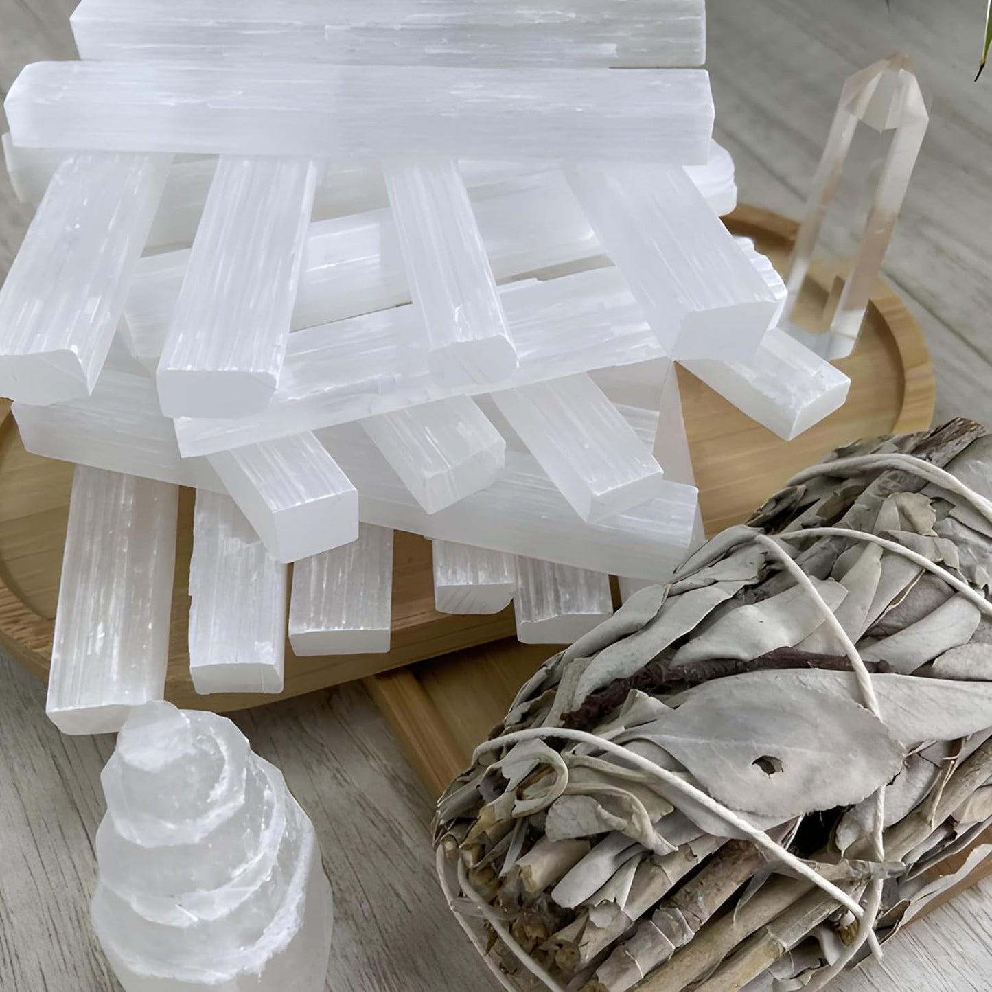 4" Selenite Crystal Wand | Variety Pack Selenite Sticks for Healing | Reiki & Metaphysical Energy Drawing | Wicca Altar Crystals Stick Healing Reiki Home Witchcraft Supplies - Pack of 20