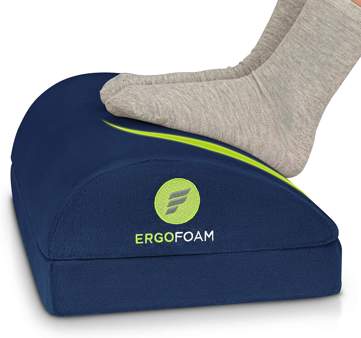 Foot Rest for under Desk at Work Chiropractor-Endorsed Orthopedic Teardrop Design 2In1 Adjustable Premium under Desk Footrest Ergonomic Desk Foot Rest for Lumbar, Back, Knee Pain (Navy Blue)