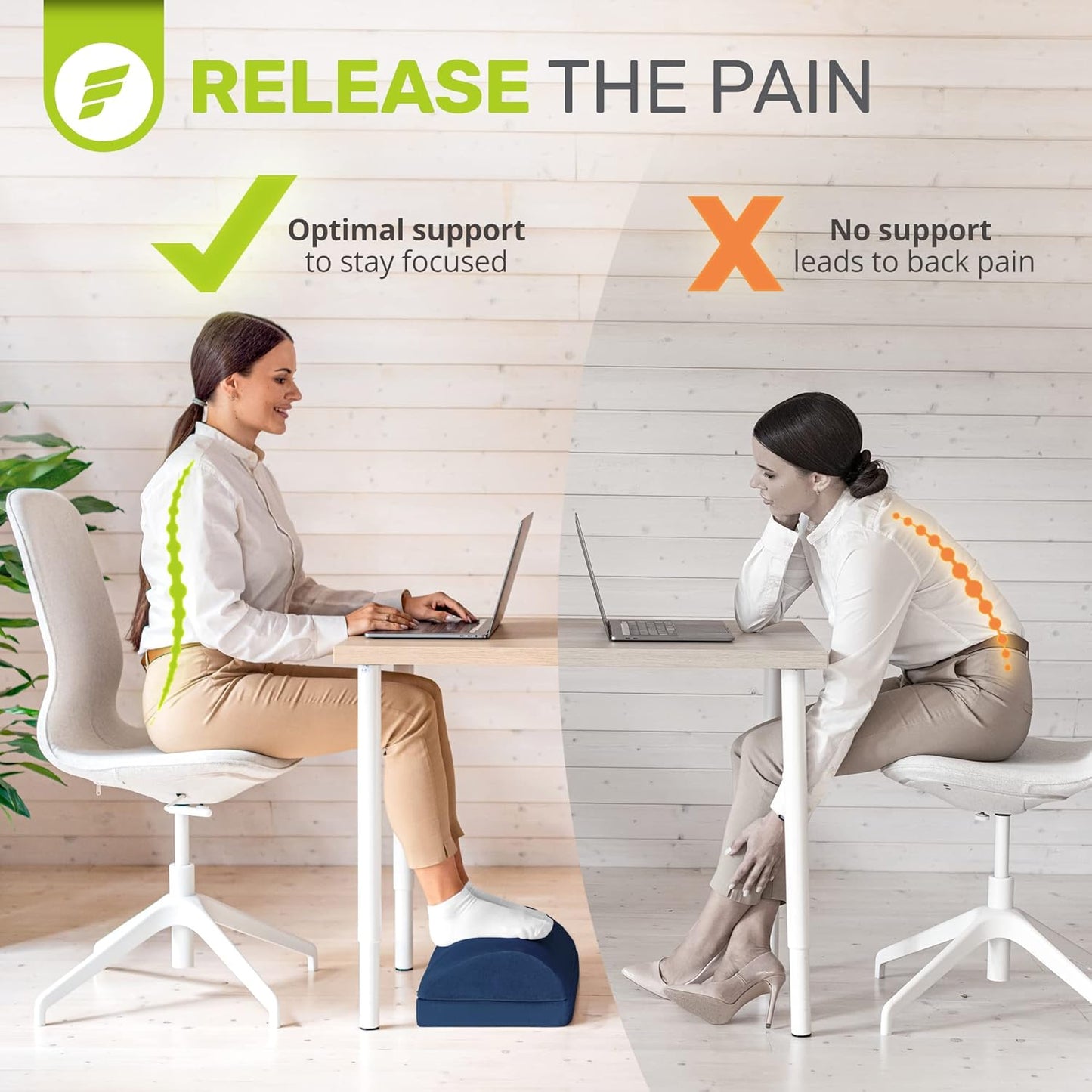 Foot Rest for under Desk at Work Chiropractor-Endorsed Orthopedic Teardrop Design 2In1 Adjustable Premium under Desk Footrest Ergonomic Desk Foot Rest for Lumbar, Back, Knee Pain (Navy Blue)