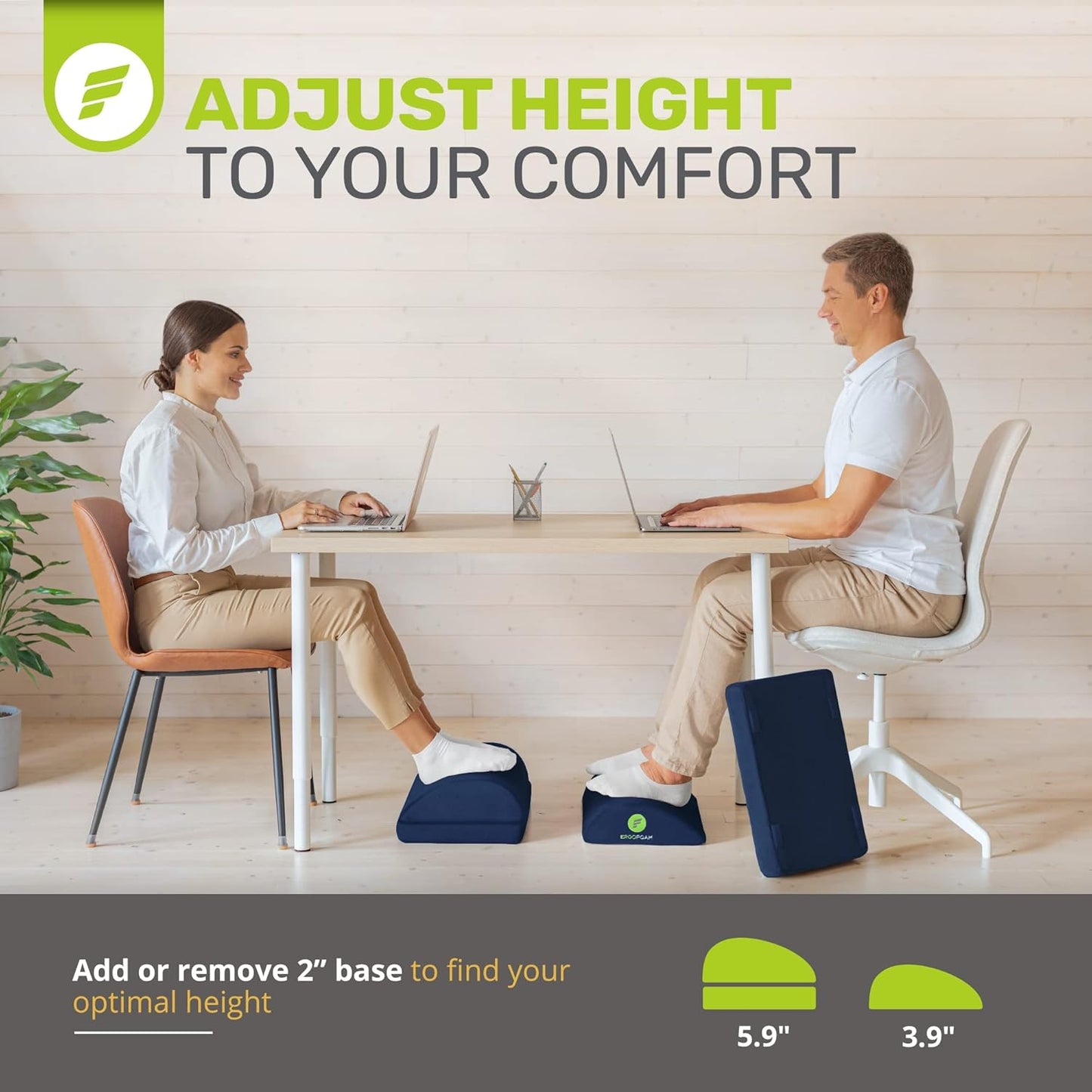 Foot Rest for under Desk at Work Chiropractor-Endorsed Orthopedic Teardrop Design 2In1 Adjustable Premium under Desk Footrest Ergonomic Desk Foot Rest for Lumbar, Back, Knee Pain (Navy Blue)