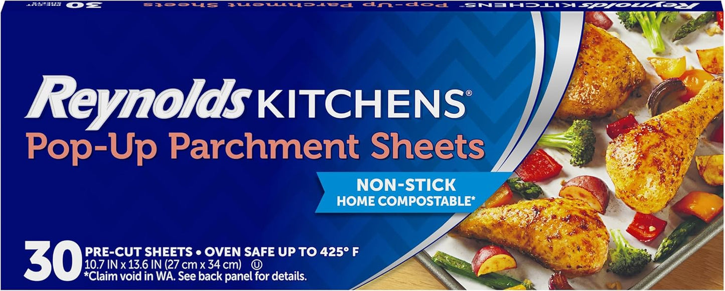 Kitchens Pop-Up Parchment Paper Sheets, 10.7X13.6 Inch, 30 Sheets