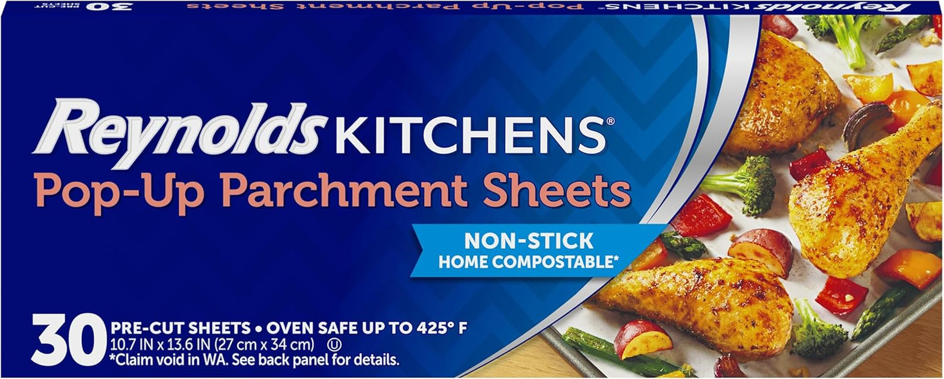Kitchens Pop-Up Parchment Paper Sheets, 10.7X13.6 Inch, 30 Sheets